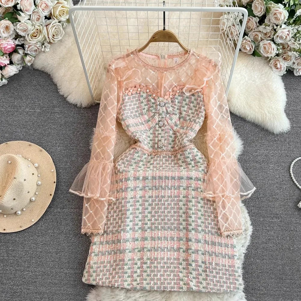 pastel tweed dress SSYS Annalise Pastel Tweed Zip Collar Dress