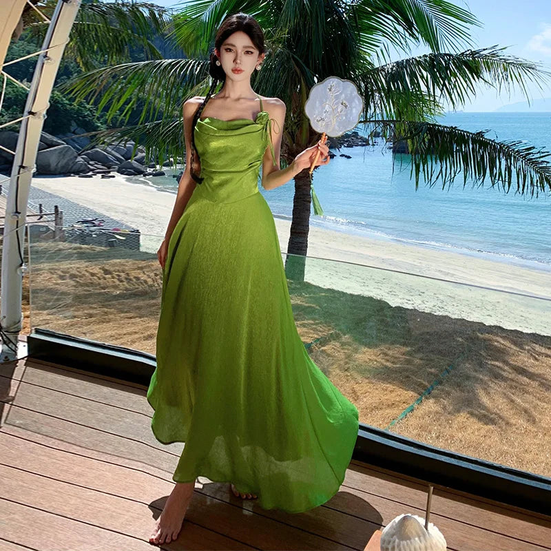 slim fit dress slacks Forever Summer Striped Maxi Dress in Green main image 1