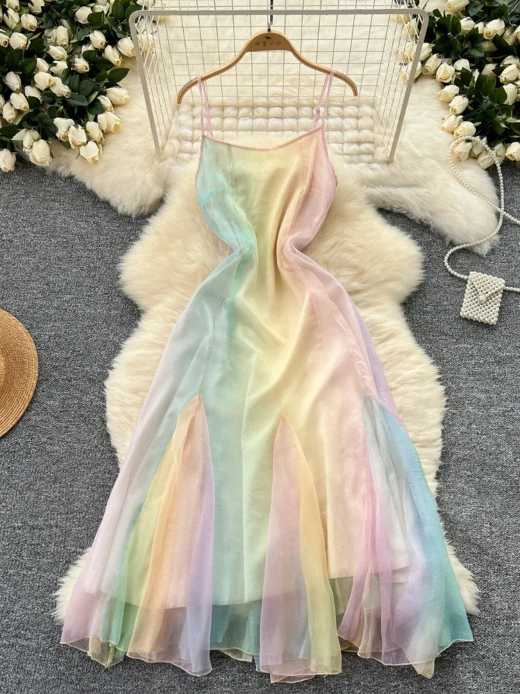Pastel rainbow maxi dress hot sale