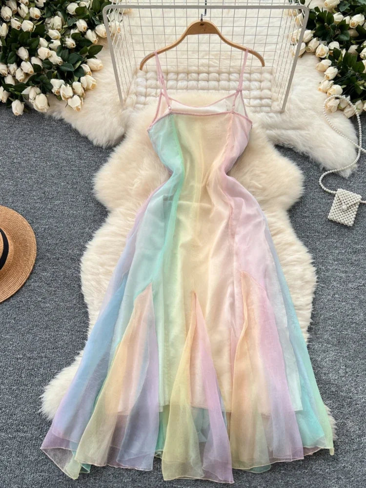 open lace back dress Rainbow Tiered Dress main image 0