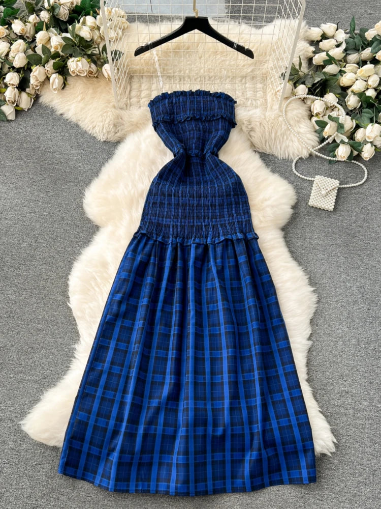 blue plaid maxi dress Feeling Inspired Navy Plaid Maxi Dress, Medium - The Mint Julep Boutique