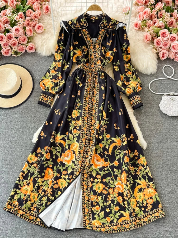 chinese dress ladies Kafka Maxi Dress in Buttercup Black and Yellow