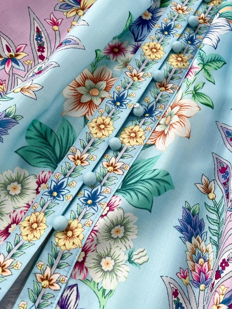 Floral Embroidered Long Sleeves Maxi Dress