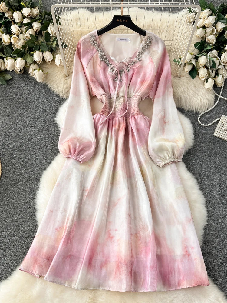 chinese dress ladies Tie Dye Sea Gate Maxi Dress main image 0
