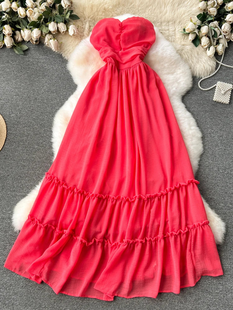 Red strapless summer dress online