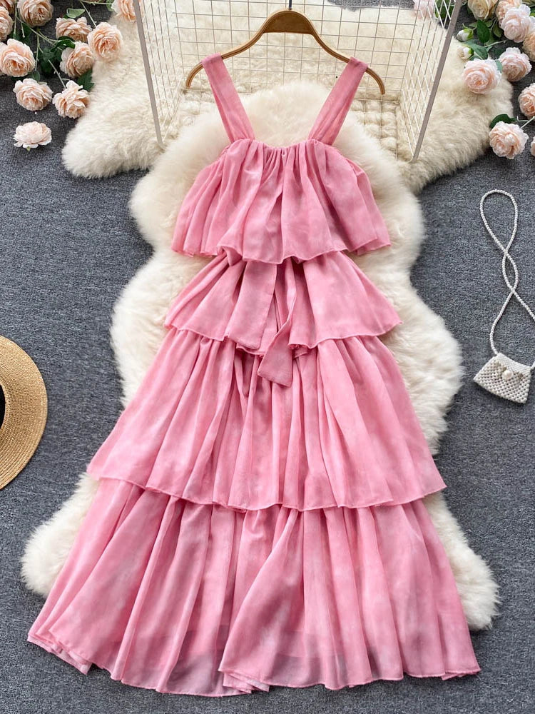 knee length dresses for ladies Midsummer Eyelet Tiered Floral Maxi Dress main image 0