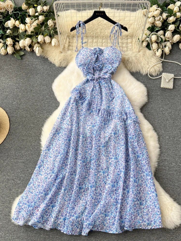 beautiful summer maxi dresses Summer Delight Floral Tie-Back Halter Maxi Dress Cream / M