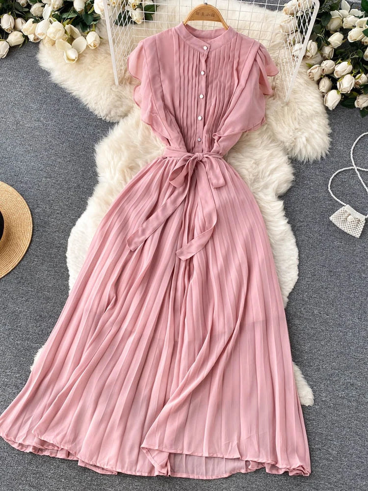 sachin and babi light blue dress Purple Long Pleated Chiffon Elegant Bridesmaid Dress #CY0283E $82 main image 1