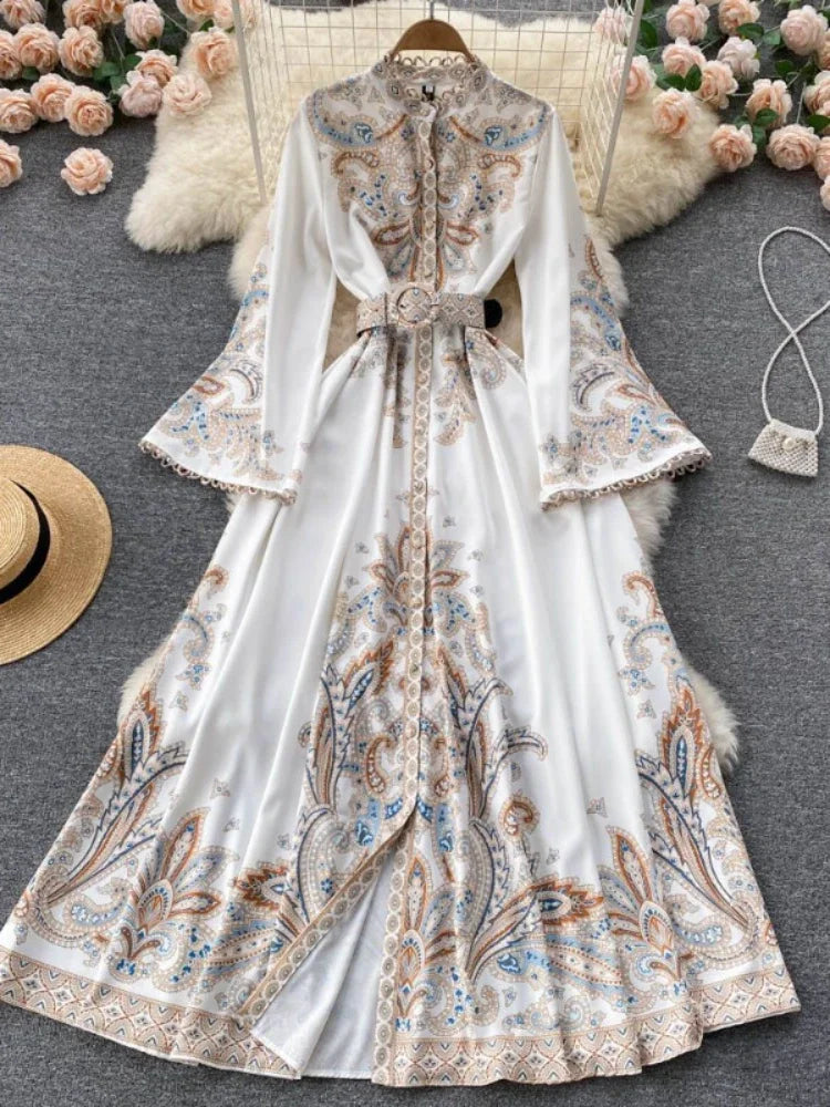 Floral Embroidered Long Sleeve Maxi Dress