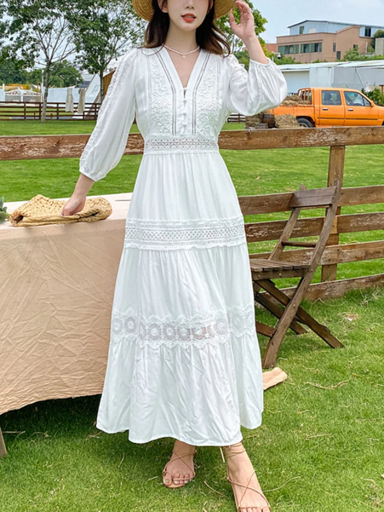 White bohemian sundress on sale
