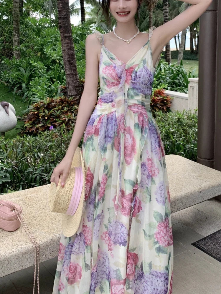 Floral Summer Maxi Dress With Adjustable Straps