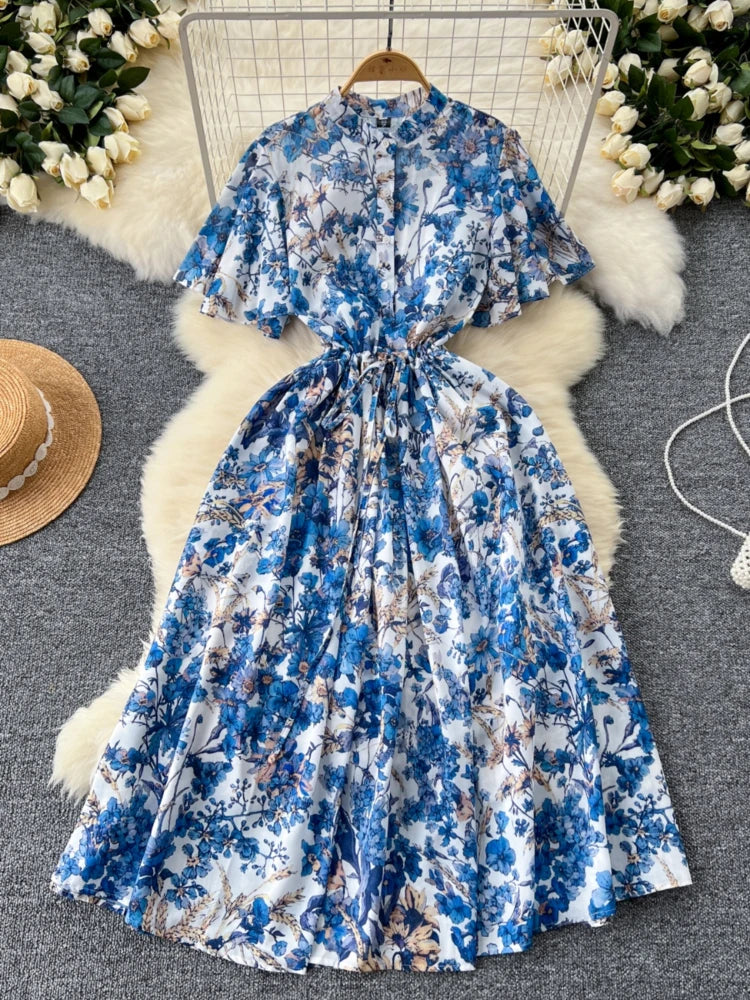blue and white midi summer dress Dream Come True Midi Dress - White and Blue (FINAL SALE), Large | Hazel and Olive
