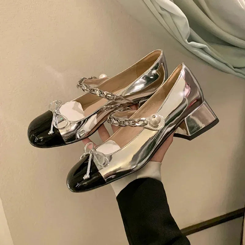 Silver embellished block heels outlet