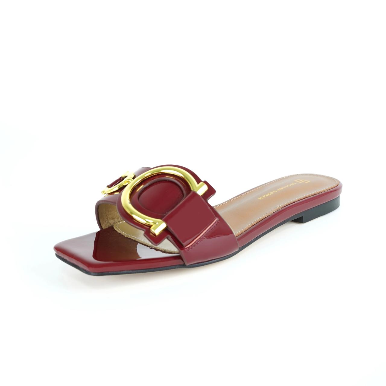 Red patent leather flip flops best sale