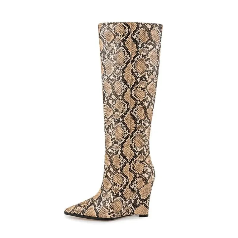 Snakeskin wedge boots on sale