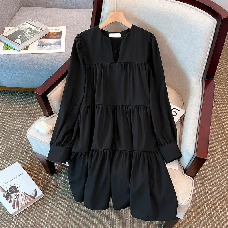 Casual Long Sleeve Tiered Babydoll Dress on Luulla
