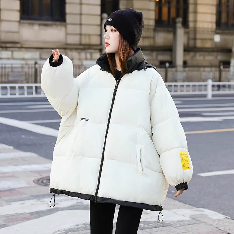Oversized White Winter Puffer Jacket For Women on Luulla