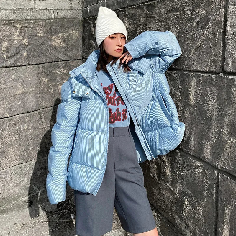 Light Blue Puffer Jacket For Winter Fashion on Luulla