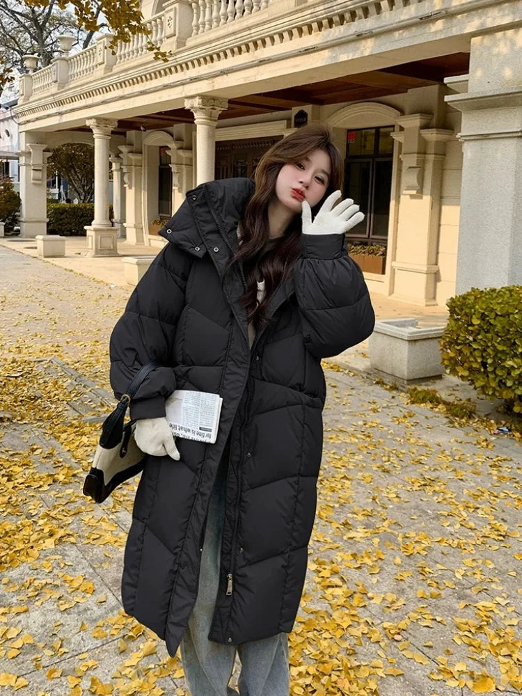 Unisex Oversized Long Black Winter Puffer Coat on Luulla