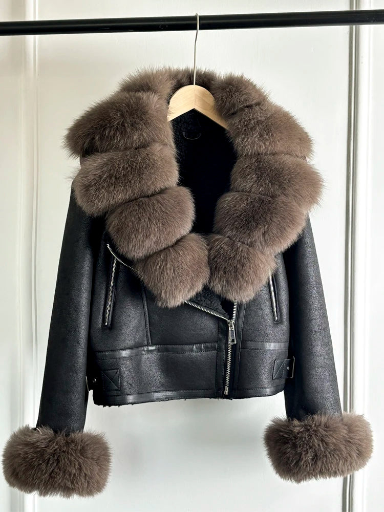 驚きの値段 Faux Luxe Fur Luulla on Jacket Leather Collar ジャケット・アウター