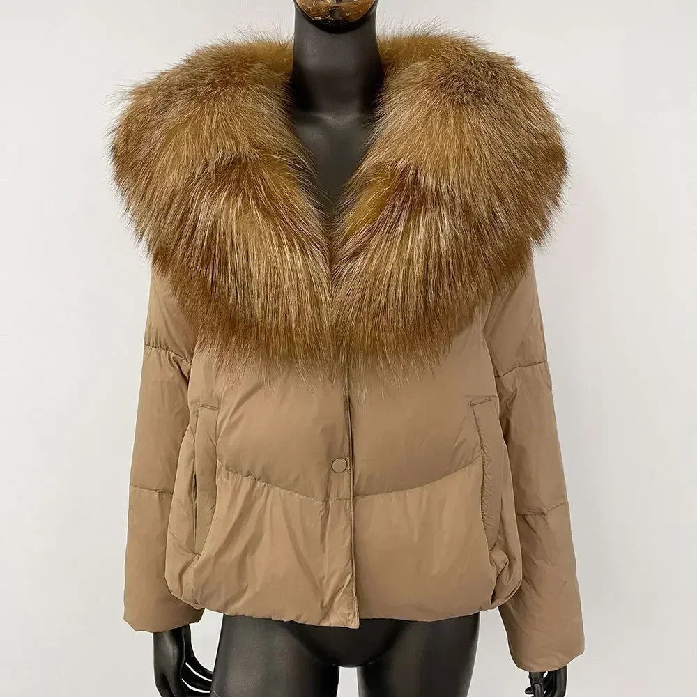 Luxe Faux Fur Collar Winter Puffer Jacket on Luulla