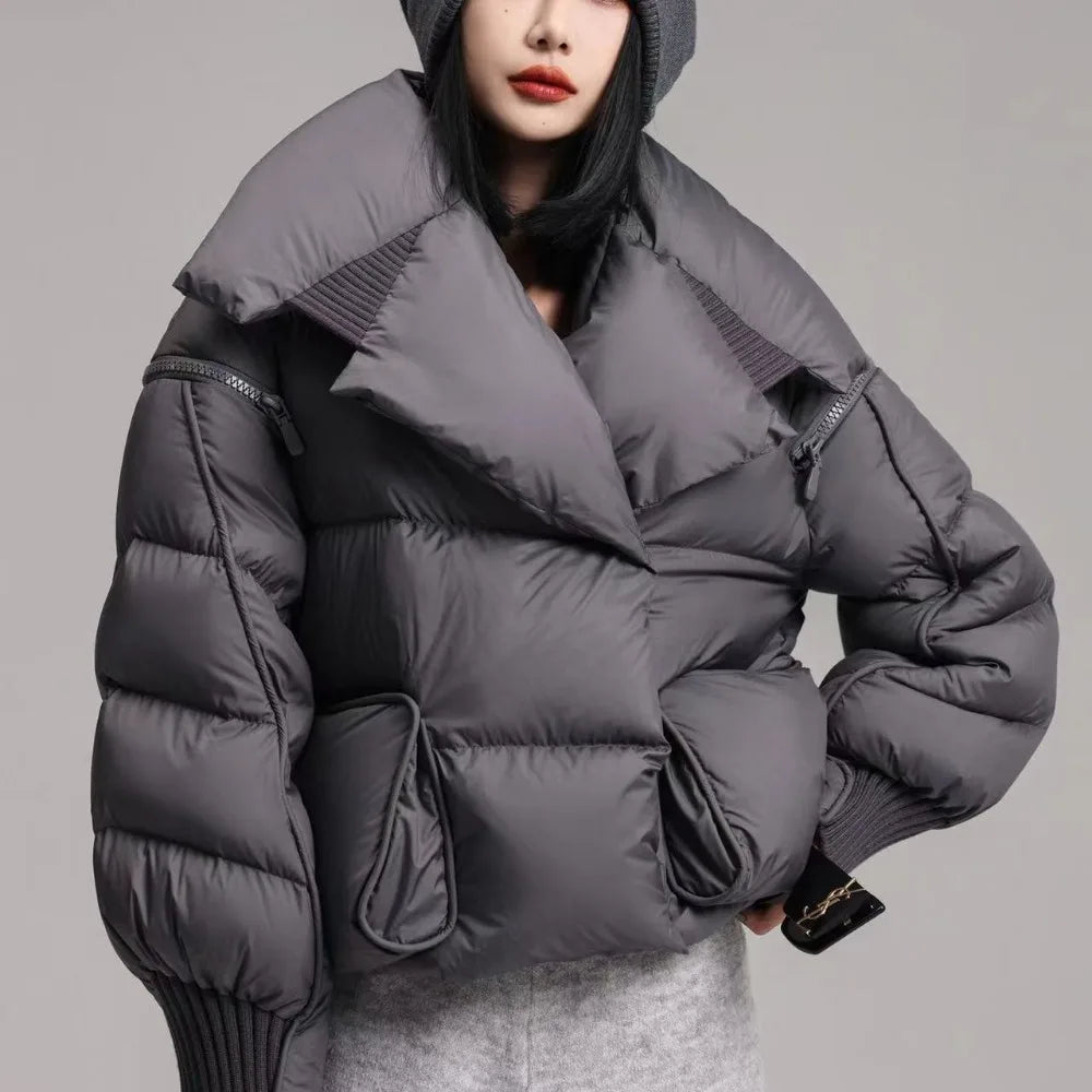 Oversized Gray Puffer Jacket For Cozy Comfort on Luulla