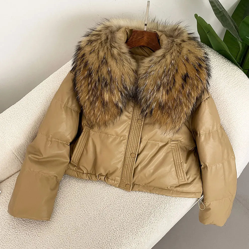 Faux fur collar puffer coat online