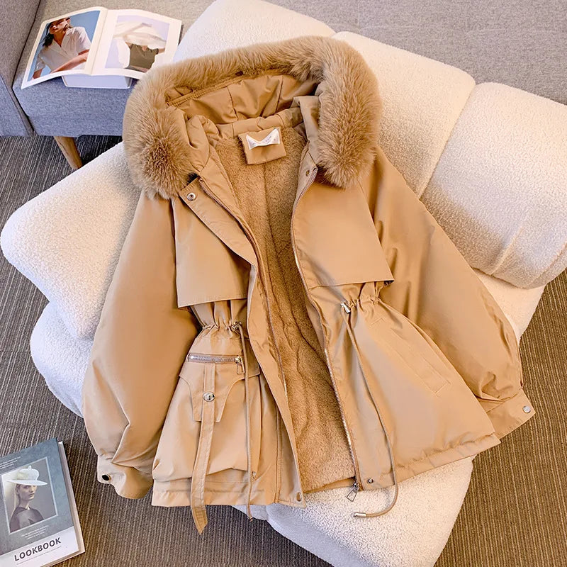 Cozy Fur Lined Winter Coat with Hood