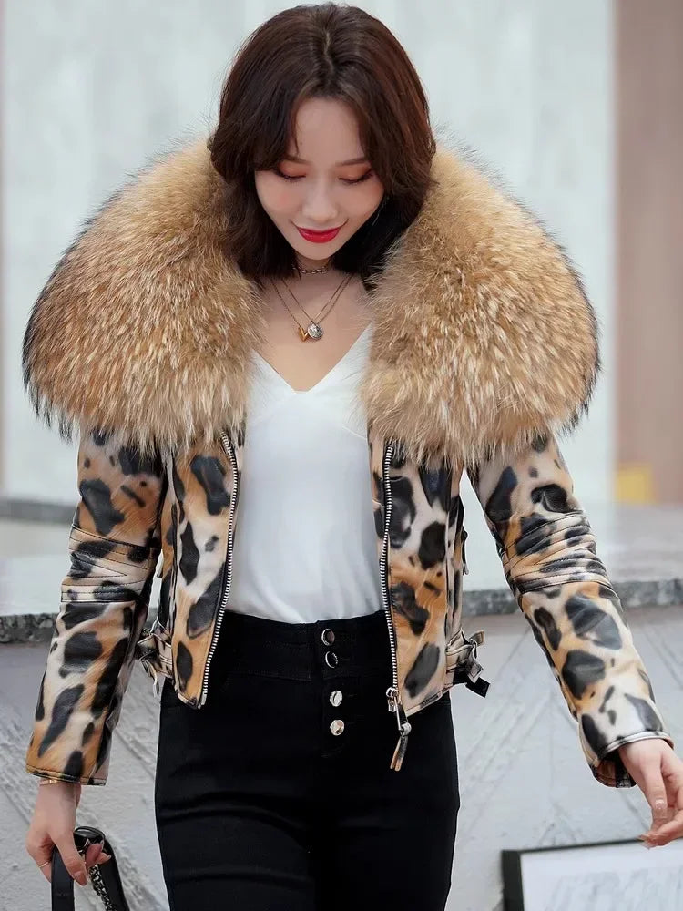 Luxurious Faux Fur Trim Leopard Print Jacket on Luulla