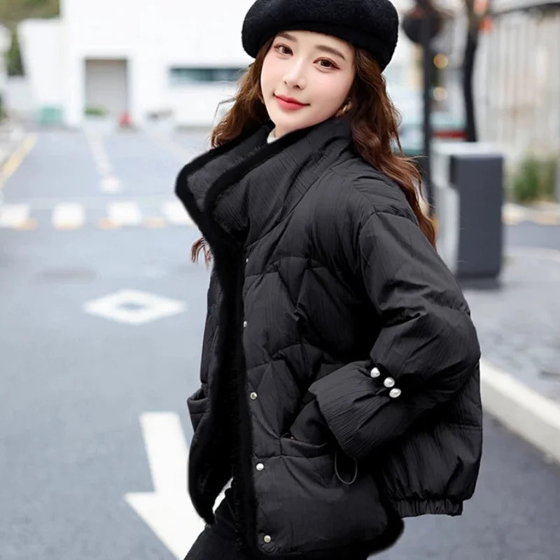 Woman Winter Coats 2024 Outerwears Light Luxury Classy Down Jacket Lightweight Standing Collar Warm Jackets for Women