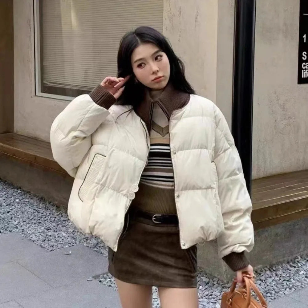 Beige oversized puffer jacket shop