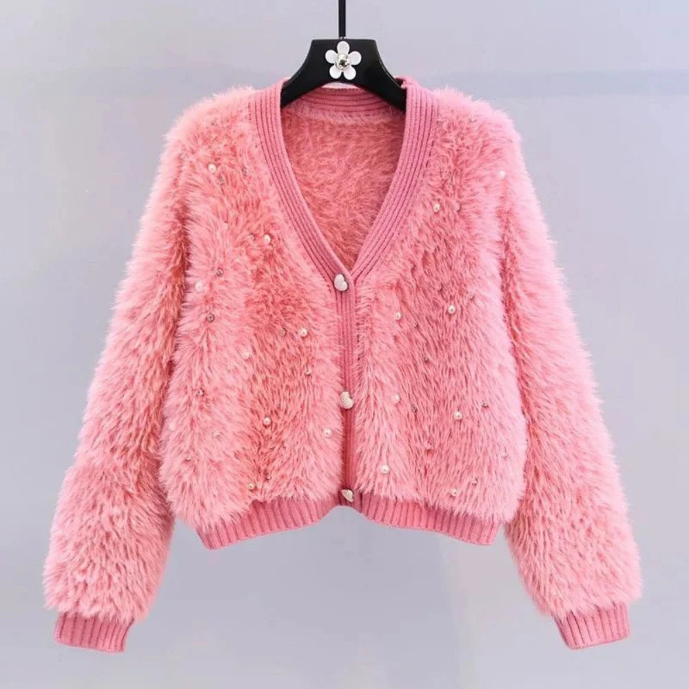 ★SCULPTOR★ Rudolph Fur Cardigan Pink SC24A271PK 3cf38785387f4dfee133eed99542f3