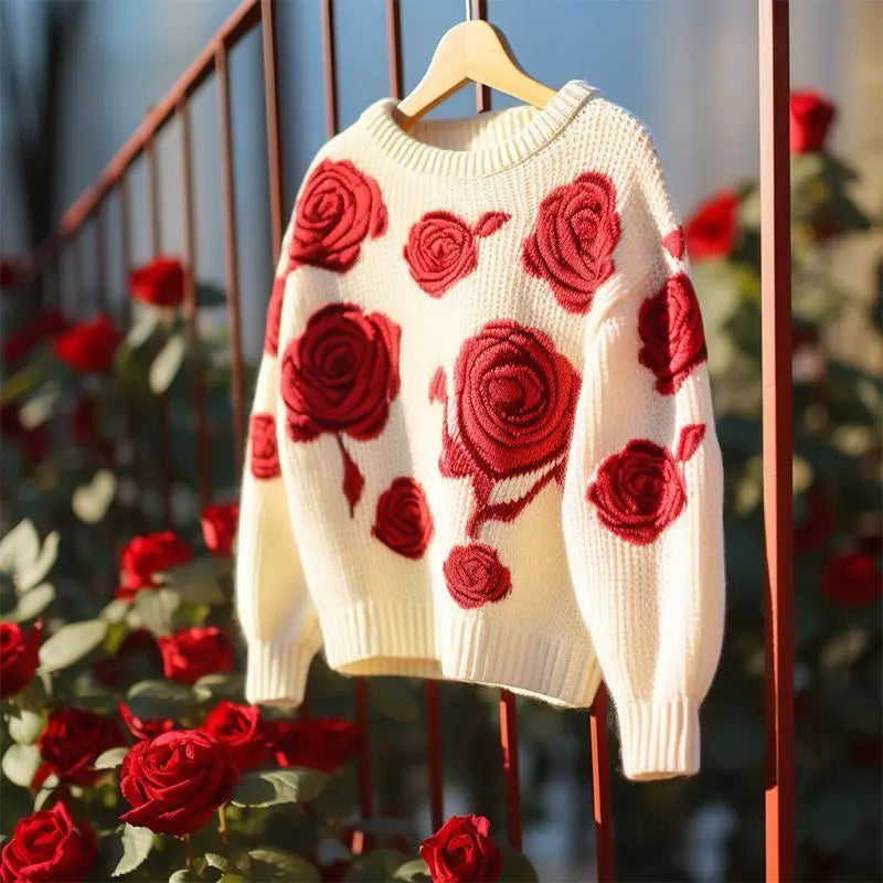 Rose knit sweater cheap