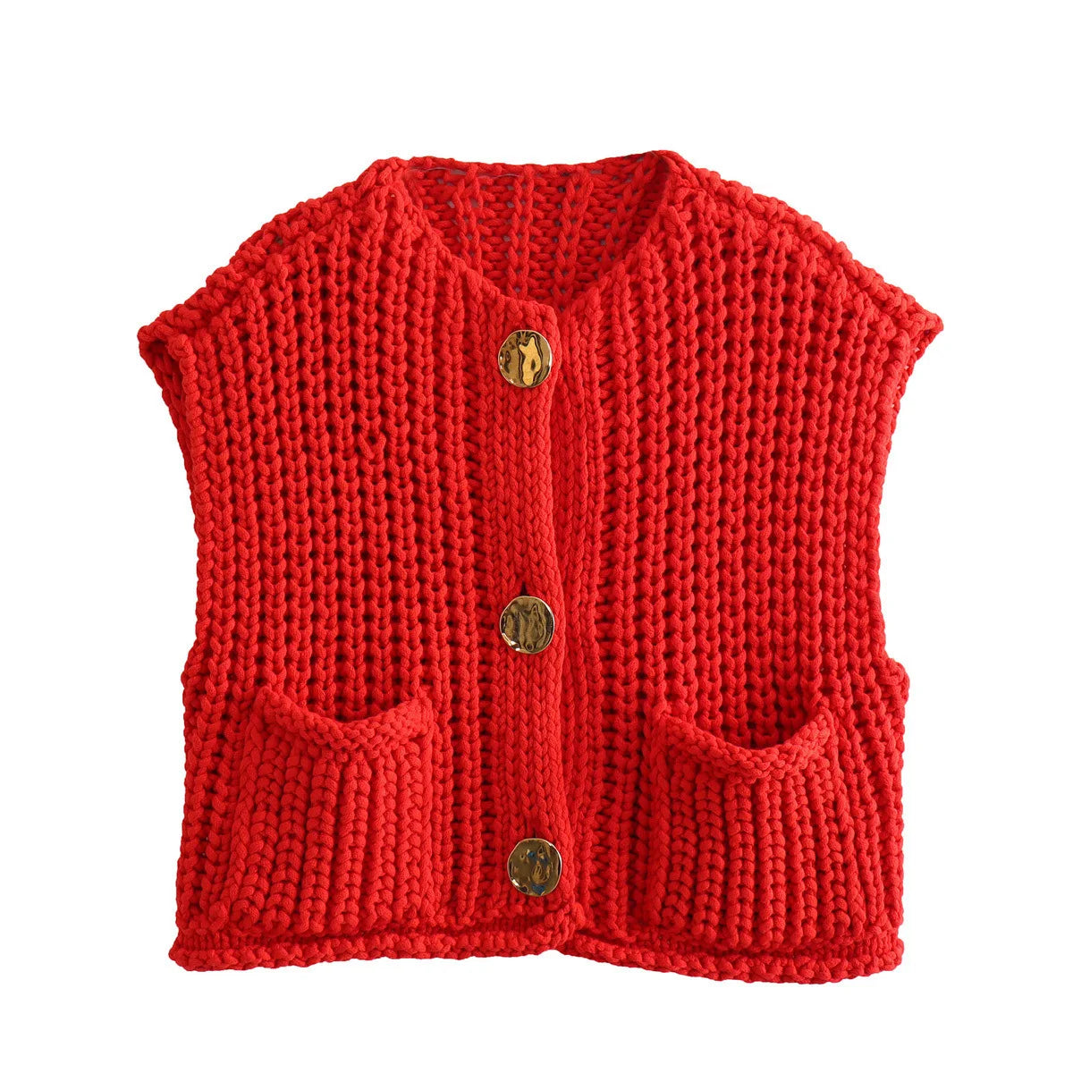 Red button up vest sales