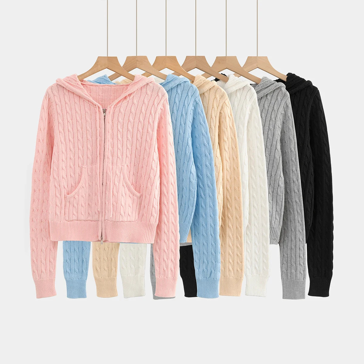 Cable knit zip up hoodie outlet