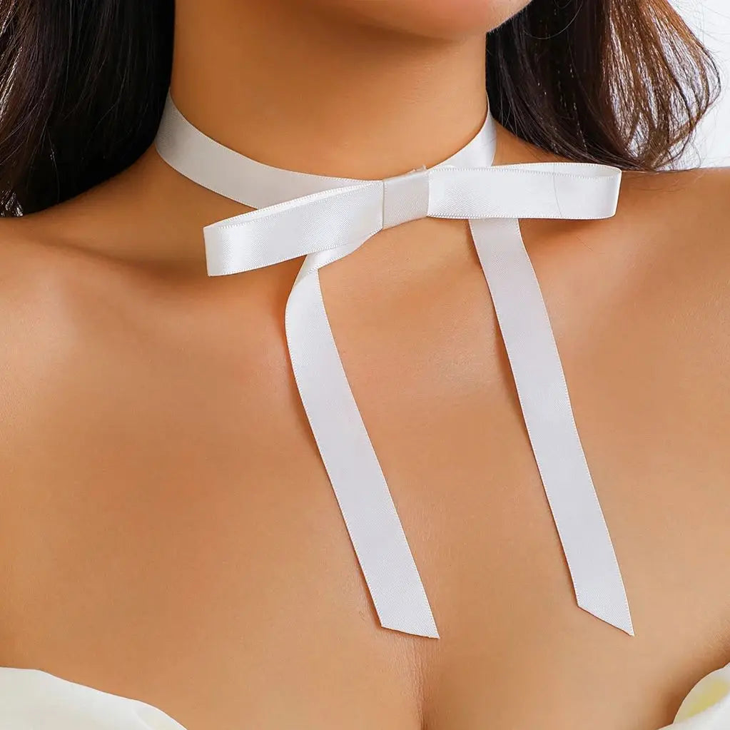 White ribbon choker on sale