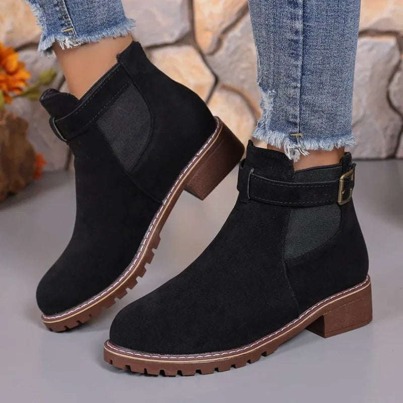 Stylish Black Ankle Boots With Buckle Strap on Luulla display picture 1