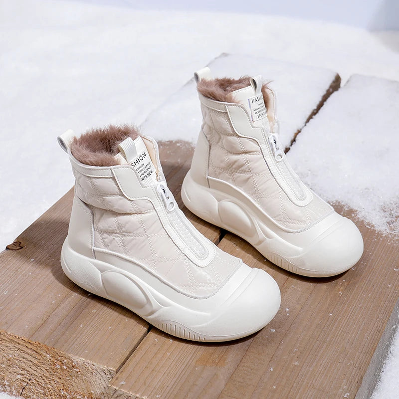 Winter Zip-up Boots With Faux Fur Lining on Luulla