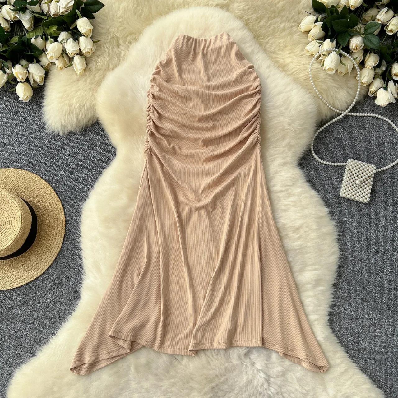 knee length dresses for ladies Champagne Slip Satin Midi Dress – Gabi Swimwear