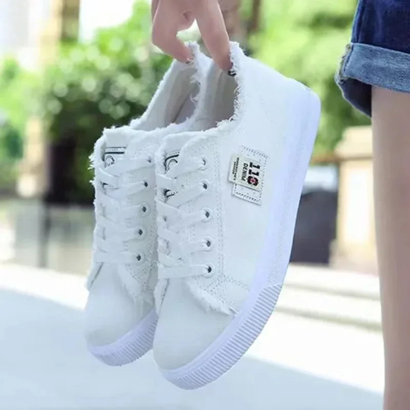 Casual Canvas Sneakers Shoes Blue Sakura Classic Low-Top Canvas