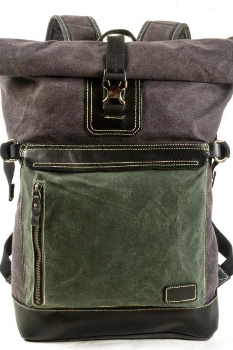 Waxed Canvas 15' Large Storage Casual Hiking Backpack