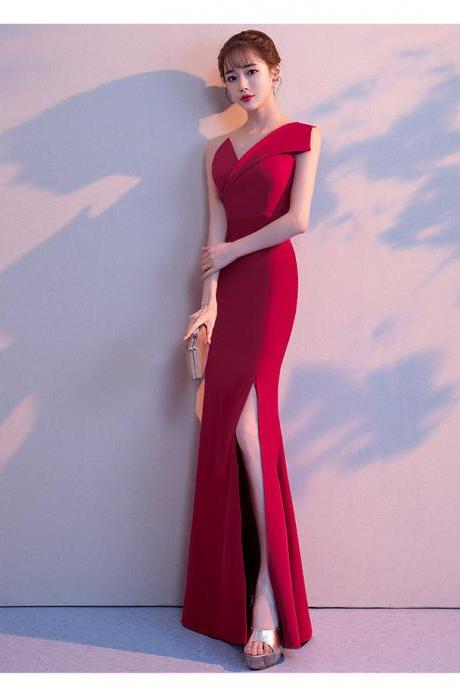Sexy One Shoulder Red Evening Party Dresses