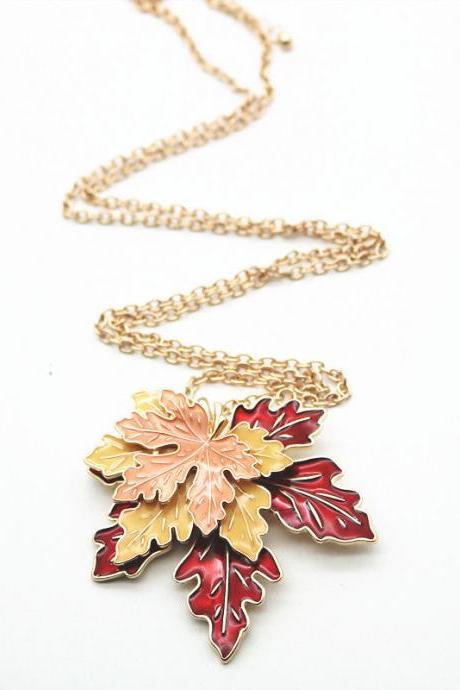 Vintage 3d Maple Leaves Necklaces