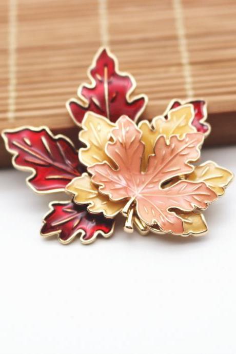 Vintage 3d Maple Leaves Brooches