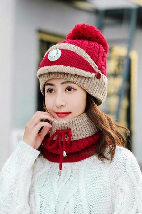 Winter Fleece Liner Outdoor Knitted Hats&amp;amp;scarfs 3pcs/set For Women