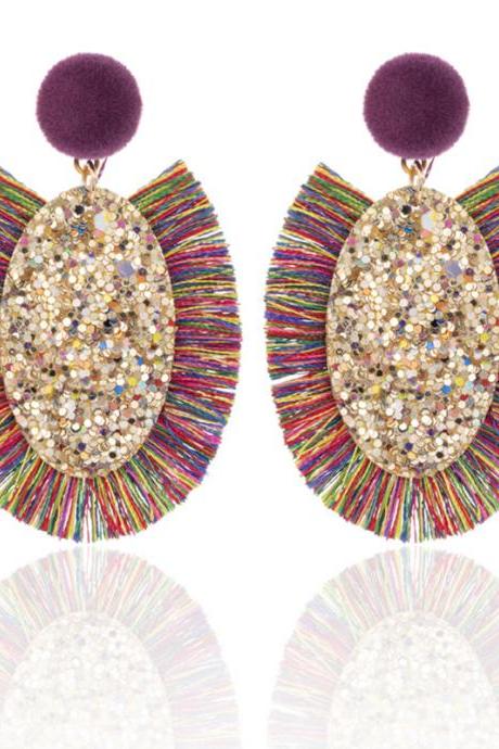 Fashion Water Drop Shaped Tassels Colorful Earrings For Women