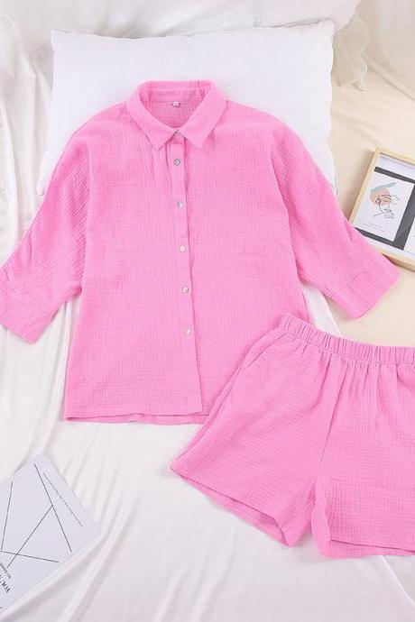 Fashion 100% Cotton Shirts &amp;amp; Shorts Two Pieces Sets