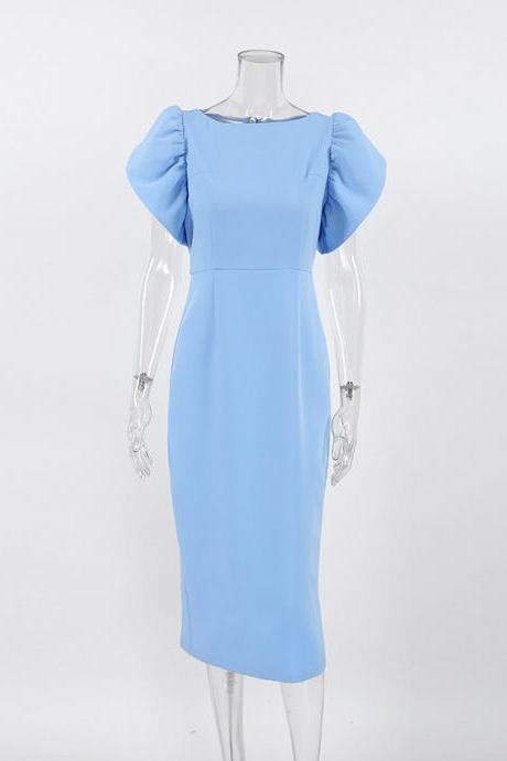 Summer Bodycon Light Blue Midi Dresses