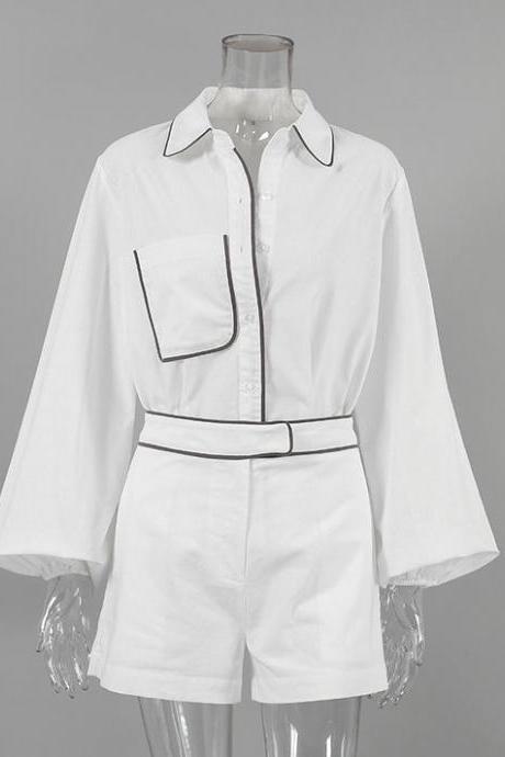 Fashion Cotton Linen Long Sleeves Shirts &amp;amp; Shorts