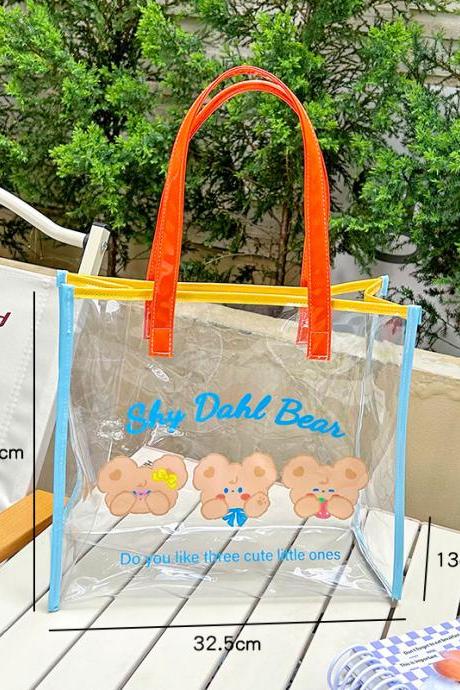 Fashion Little Three Bears Design Jelly Handbags